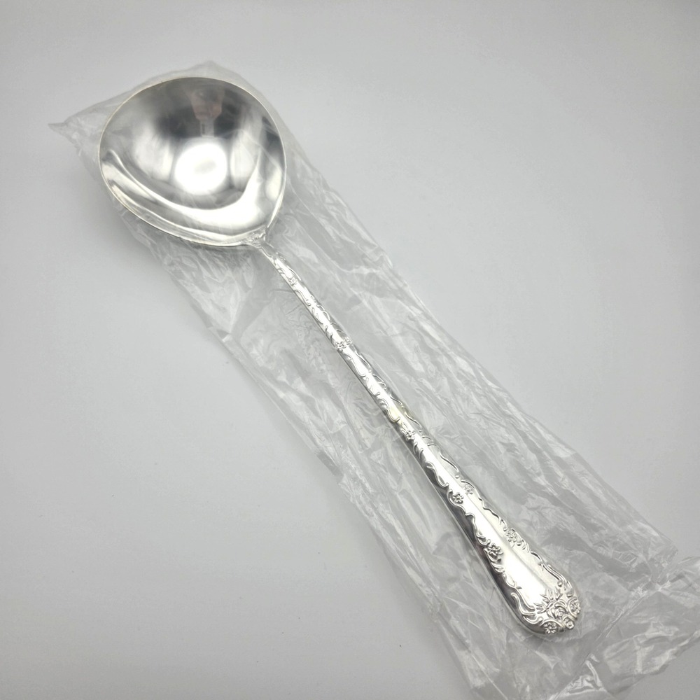 WM. Rogers & Son Enchanted Rose Silverplate Serving / Casserole Spoon 11"  NEW